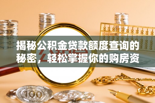 龙港揭秘公积金贷款额度查询的秘密，轻松掌握你的购房资金